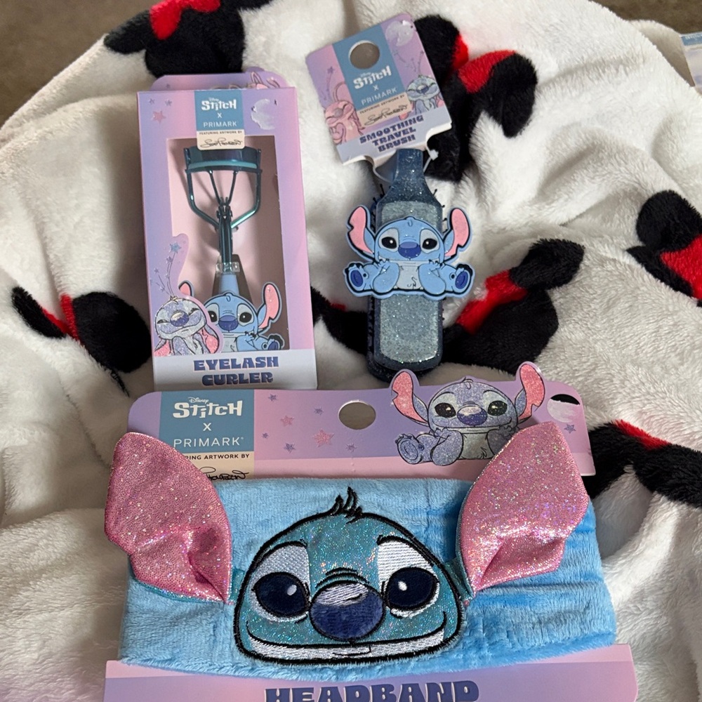 Disney Stitch headband, eyelash curler and hair brush
